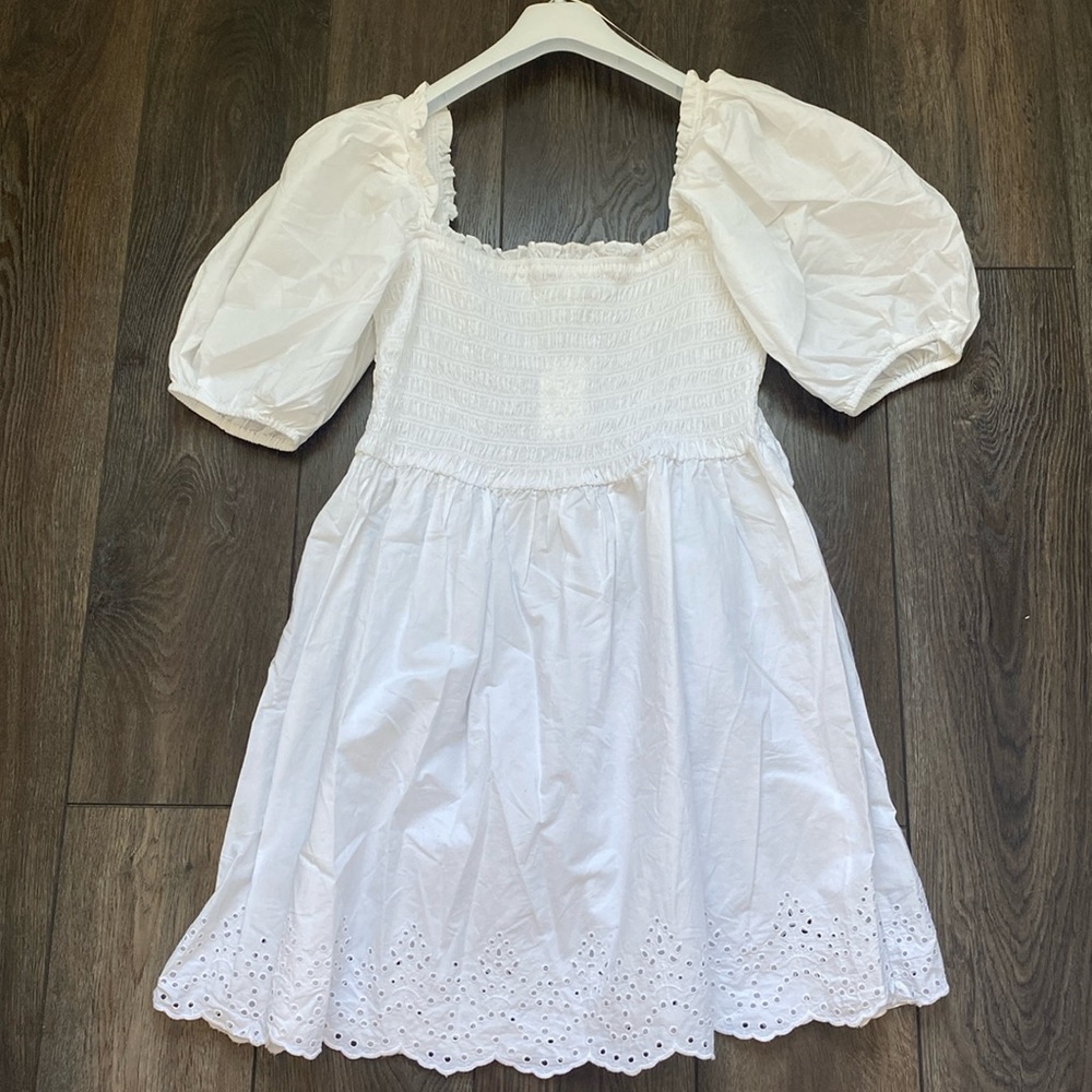 NWT H&M white eyelet trim dress size large